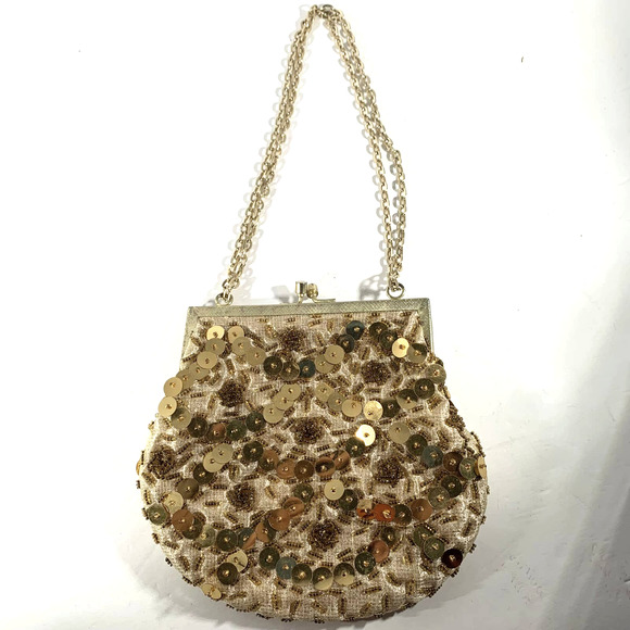 50s or 60s Vintage Gold Sequin Evening Bag by Mister Ernest Simon - Picture 2 of 6